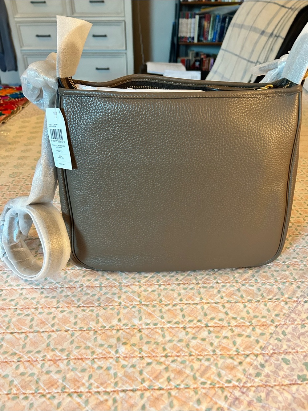 Coach Cary Soft Pebbled Leather Shoulder Bag in Dark Stone NWT, retails $395 - Picture 3 of 15